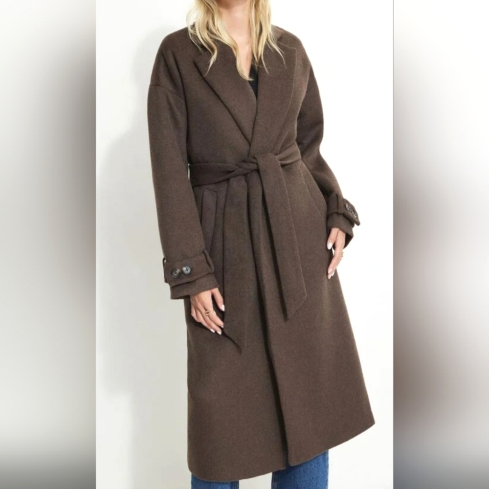 Dynamite Women's Belted Wool Long Coat